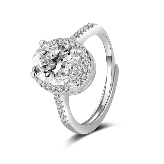 S925 Pure Silver High Carbon Diamond Proposal Dove Egg Ring White Gold White Diamond - Shop at LoveMi