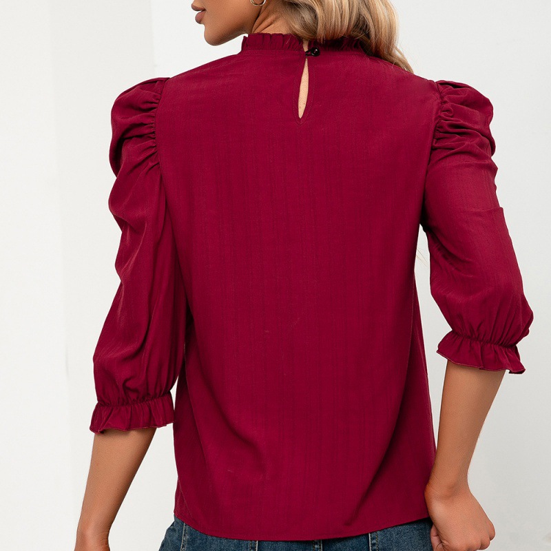 Fungus Stand Collar Five-point Sleeve Casual Shirt