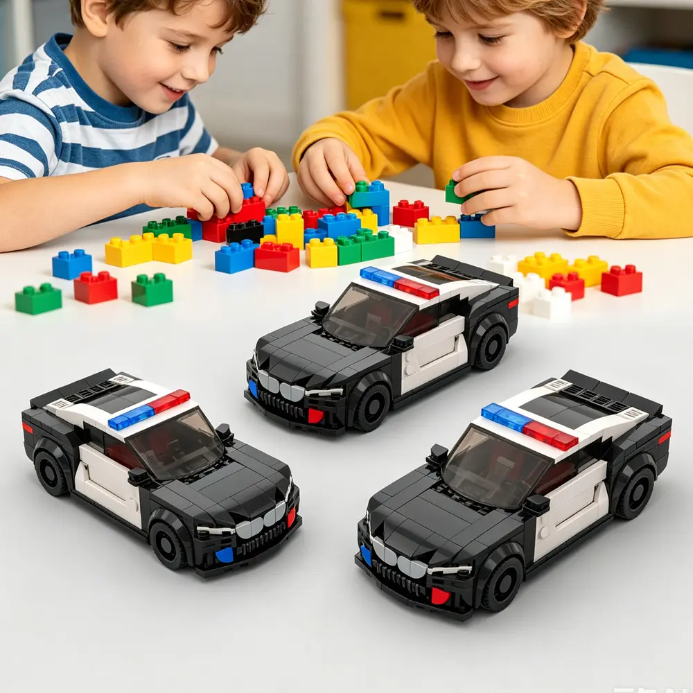 City Police Car Toy DIY Building Bricks