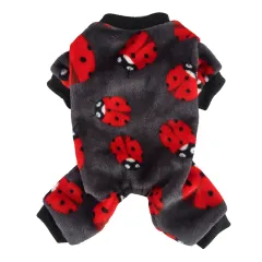 Plush Pet Clothing Autumn Dog Pajamas - Grey Ladybird - View 1