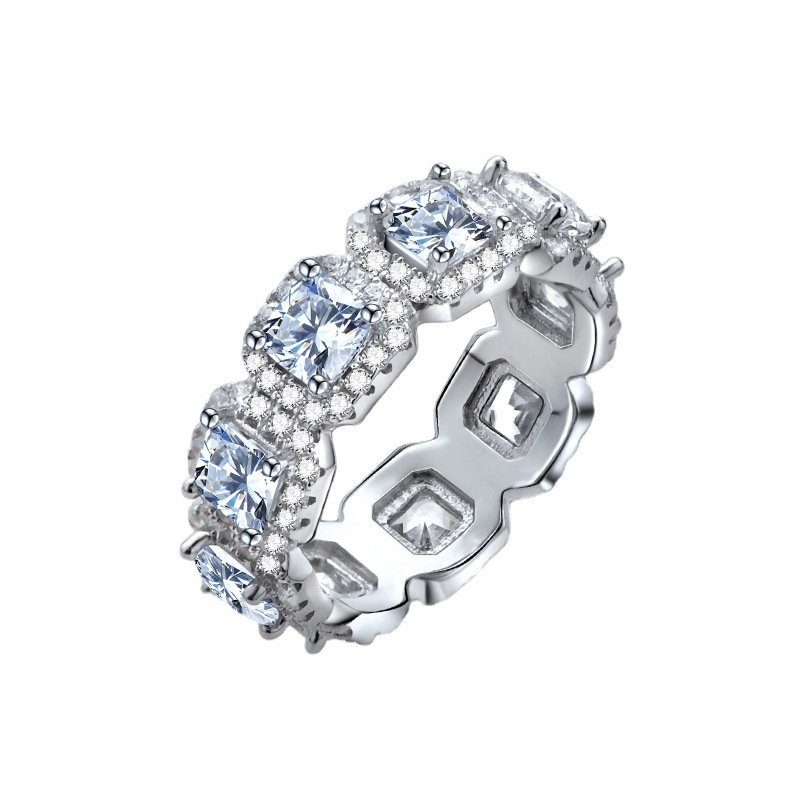 Title 5, Sterling Silver Slightly Set Diamond Square Zir...