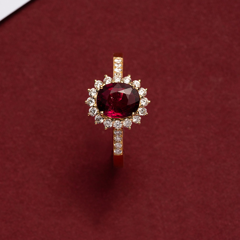 Title 1, Silver-plated 18K Gold Vintage Ruby Ring For Women