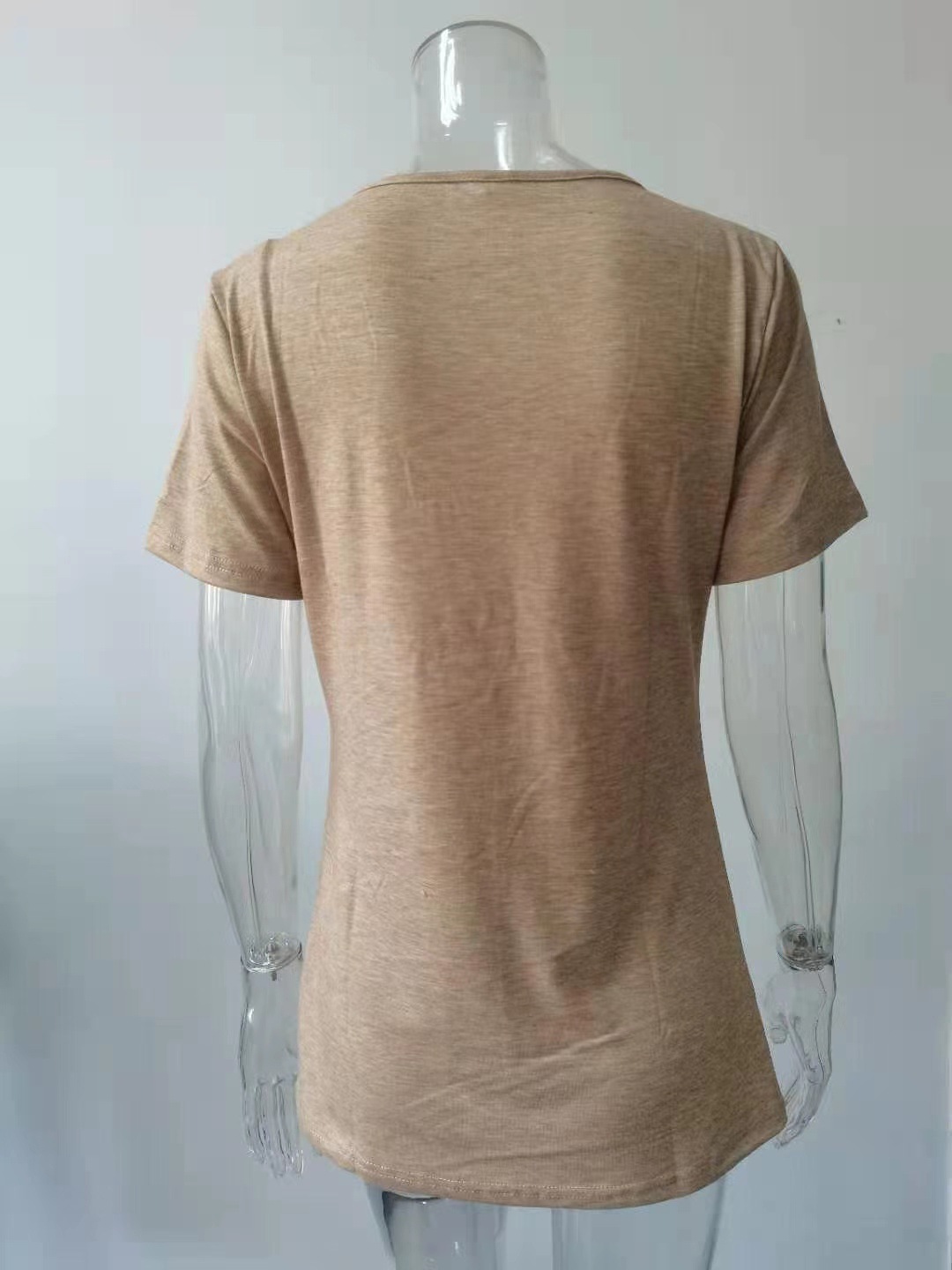 Women's V Neck Short Sleeved Neckline Kink Casual T Shirt