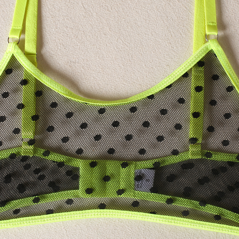 Title 28, Dot Mesh Fluorescent Green Sling Underwear Two-...