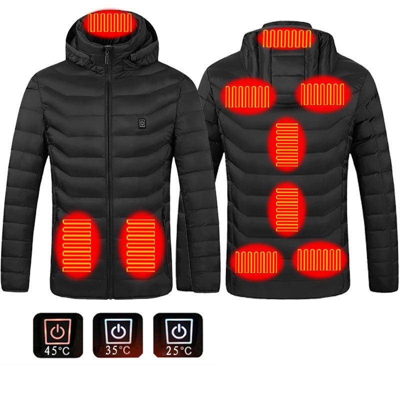Winter Smart Couples Constant Temperature Cotton Clothing USB Electric Heating Women Heated Jacket Coat USB Electric Jacket Cotton Coat Heater Thermal Clothing Heating Vest Men's Clothes Winter