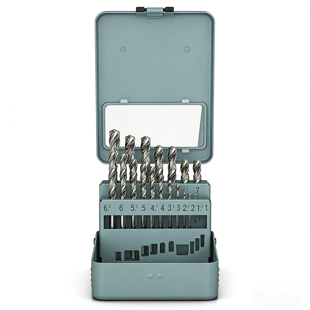 19Pcs HSS Drill Bit Set For Metal, Wood, Plastic With Case 1mm-10mm Bits Hi-Spec