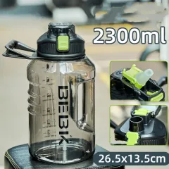 Men's Large Capacity Sports Fitness Water Bottle - Black - View 1