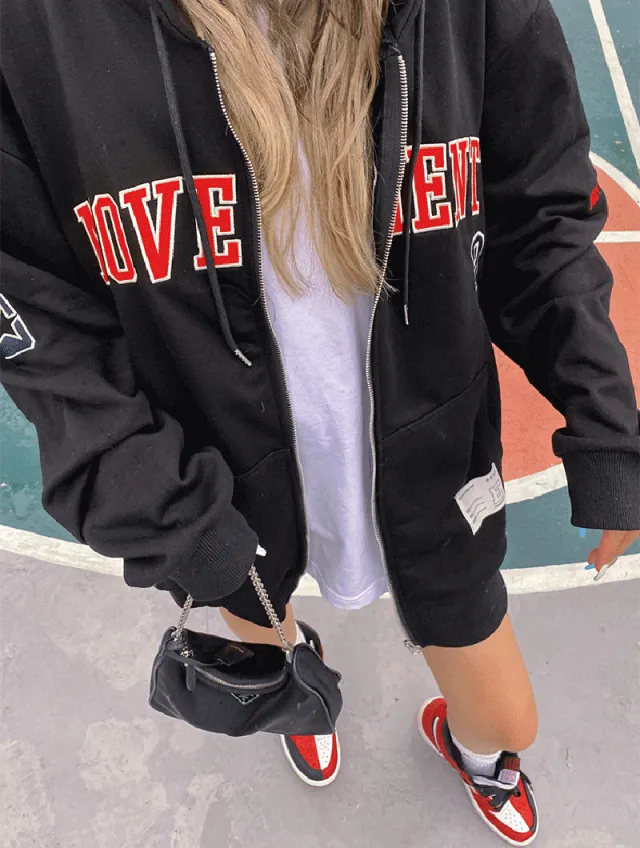 Fashion New Retro Polar Fleece Hooded Jacket Top Balck A - Shop at LoveMi