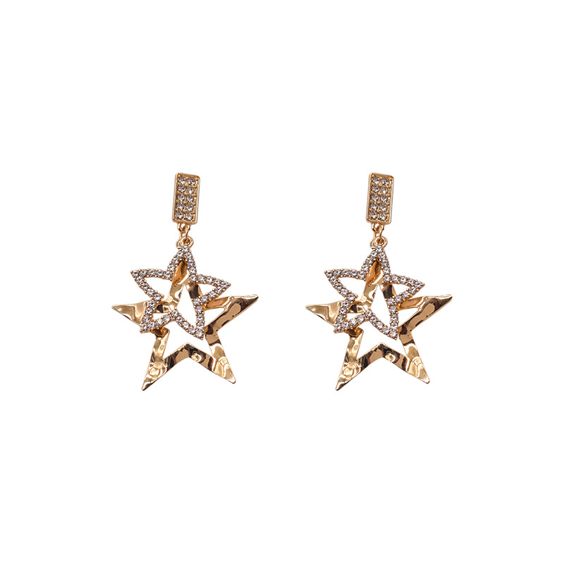 Diamond-studded Five-pointed Star Exaggerated Personality Earrings