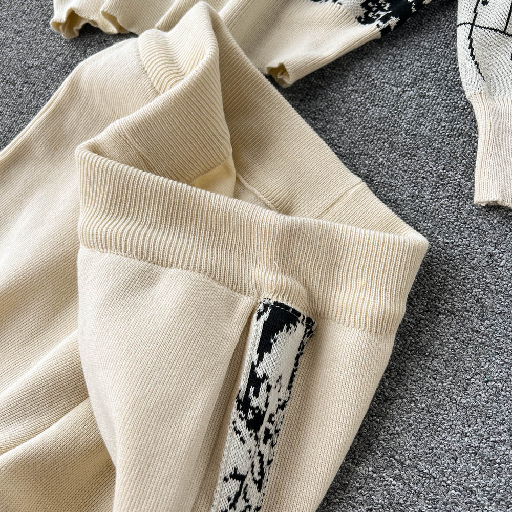 Knitted Casual Leggings Round Neck Loose Letter Printed Sweater