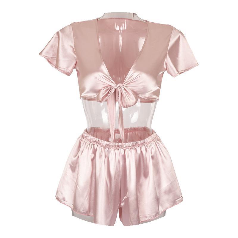 Hot Selling Sexy Collar Silk Like Suspender Pajamas Fasion