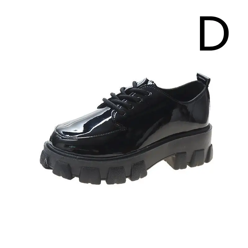 College Style Small Leather Shoes Platform Platform Shoes Retro Black Single Shoes