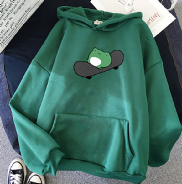 Title 8, Green baby skateboard simple print loose hooded...