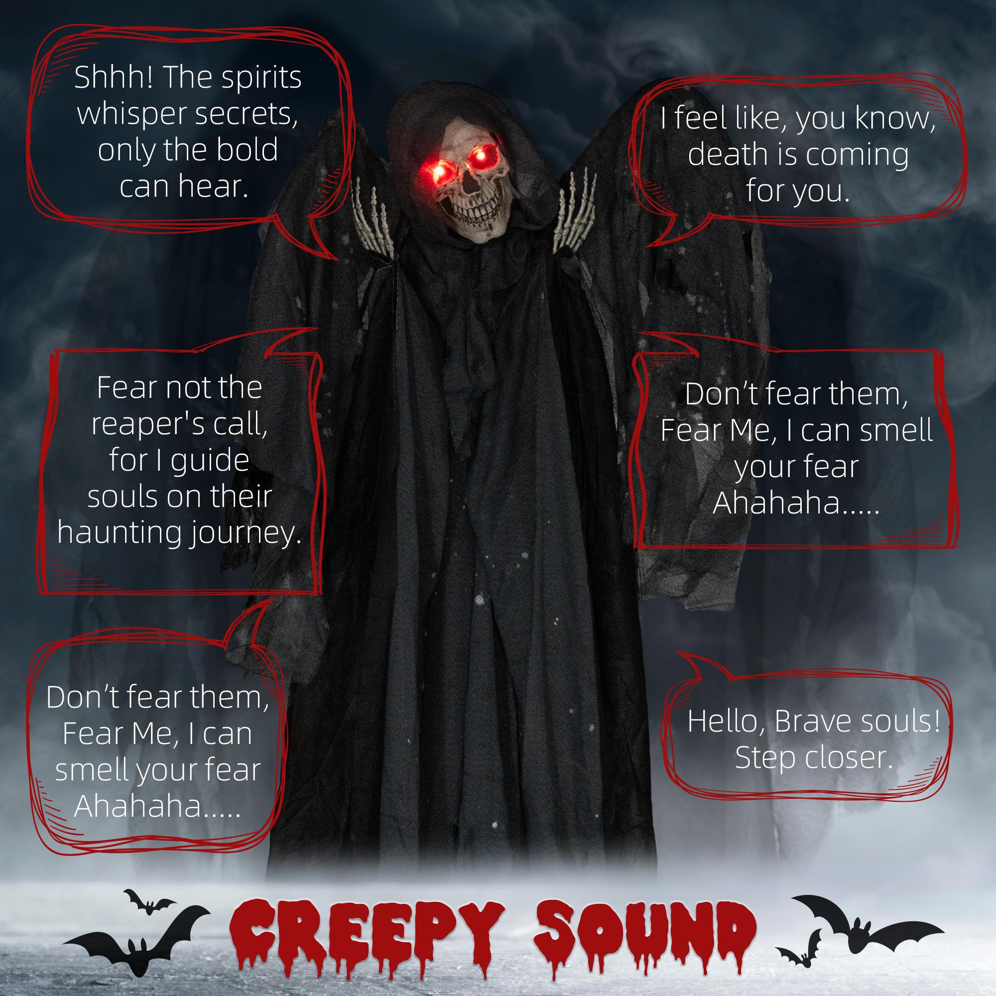 6.3 Grim Reaper Halloween Mechanical Doll, With Glowing Eyes — image 6
