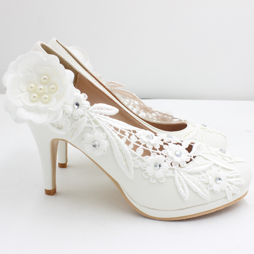 White 8.5cm heel height