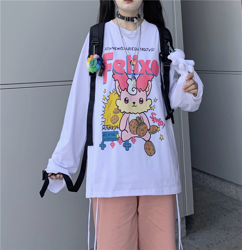 Title 4, Niedliches Langarmshirt mit japanischen Cartoons