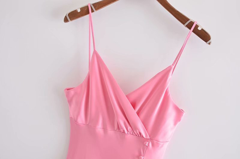 Silk Texture Suspenders Sexy Split Long Dress