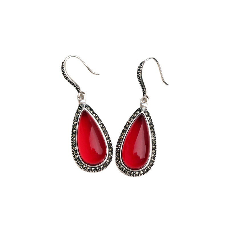 S925 Thai Silver Drop-shaped Eardrops