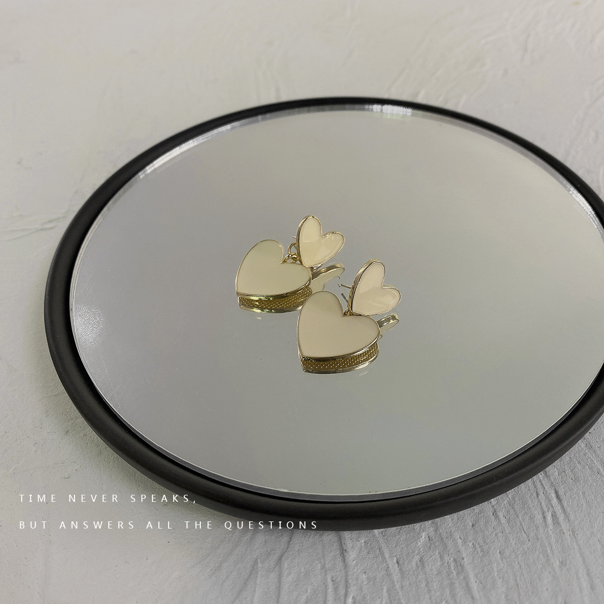 Two White Love Earrings Female Ins Style Korean Style Temperament