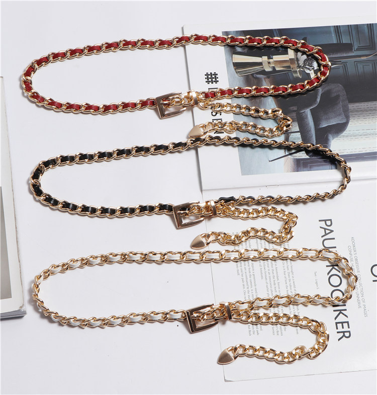 Simple And Versatile Korean Fashion Sweater Suit Waist Belt With Skirt