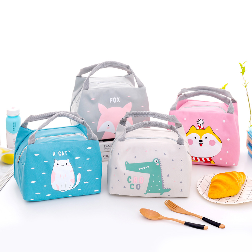 Cartoon New Portable Small Lunch Box Bag Outdoor Thick Winter Warmth Insulation Bag Cute Pet Lunch Bag