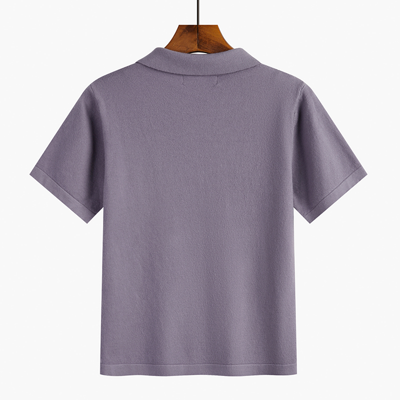 Women's Short Loose Polo Collar Knitted Sweater Spring Autumn