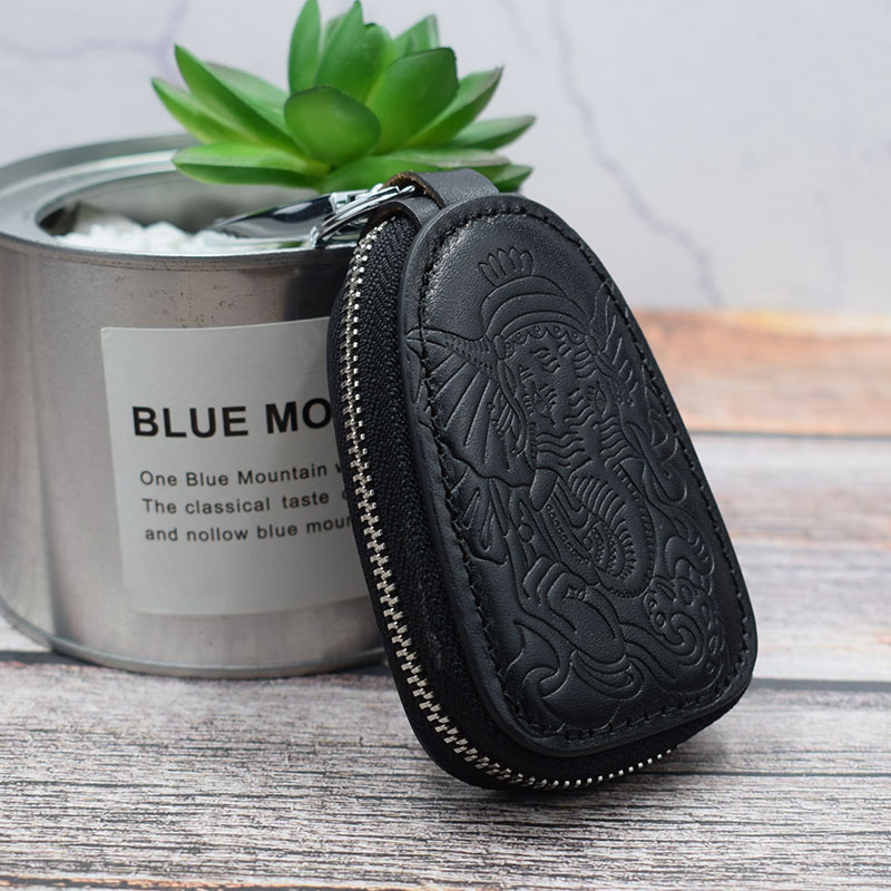 Tree Cream Leather Key Case Waist Hanging Casual Retro