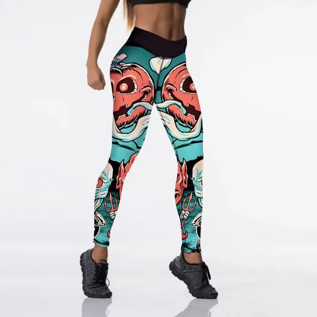 Halloween Pumpkin Digital Print Yoga Pants Jk1117 M - Shop at LoveMi