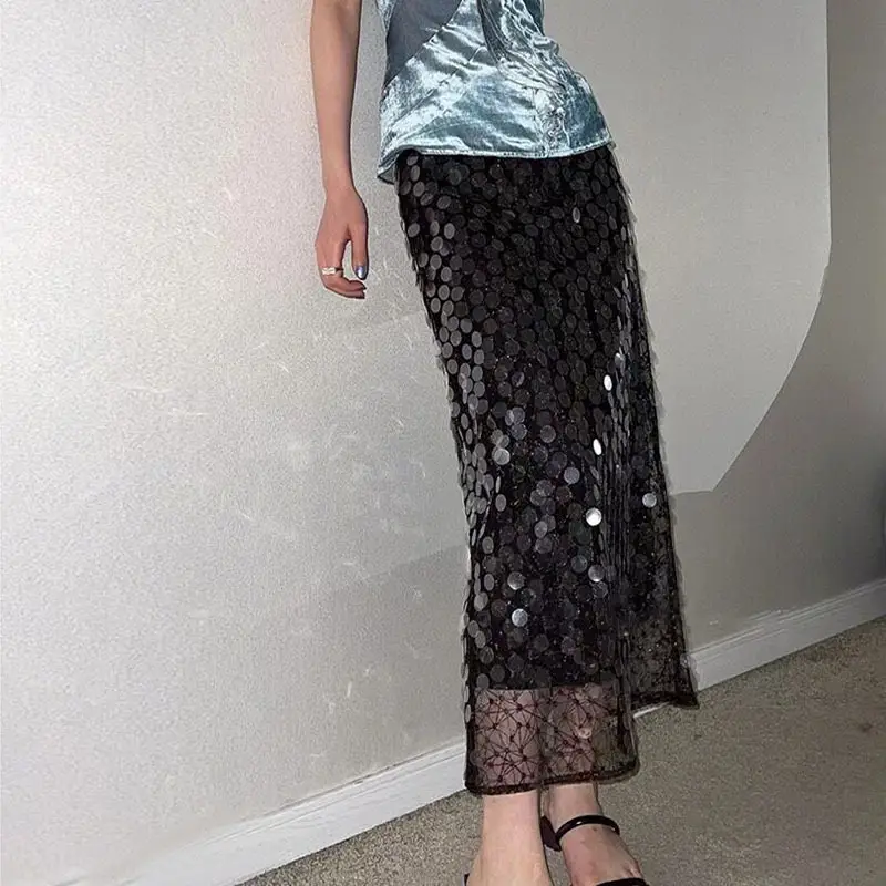 Women's Embroidered Sequin Buttock Skirt