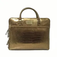 Ladies Faux Leather Versatile Laptop Briefcase - Gold - View 1