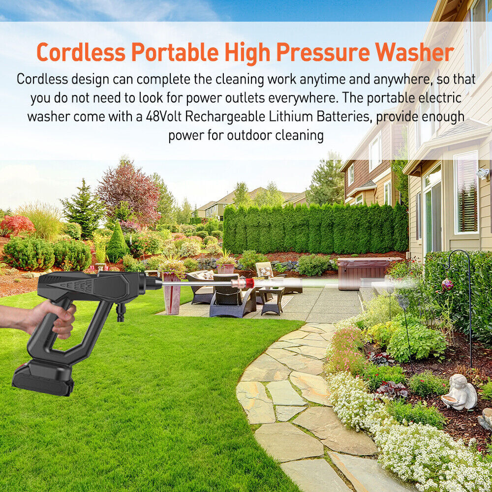 Portable Cordless Car High Pressure Washer Jet Water Wash Cleaner Gun & 2 — image 12