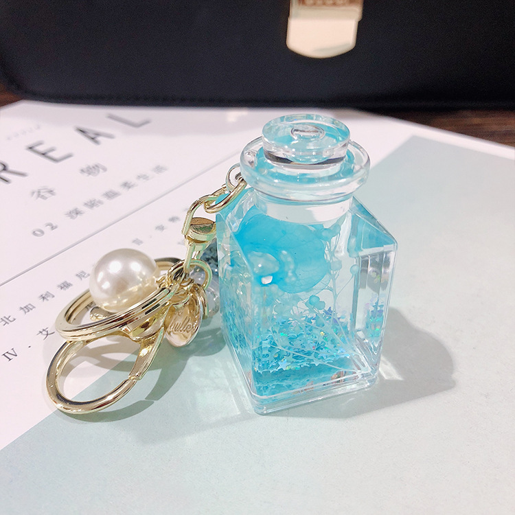 Creative Quicksand Keychain Women's Perfume Bottle Blue - Shop at LoveMi