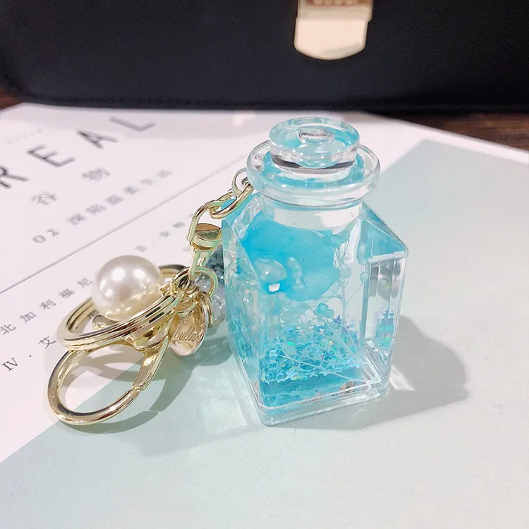 Creative Quicksand Keychain Women's Perfume Bottle - Blue