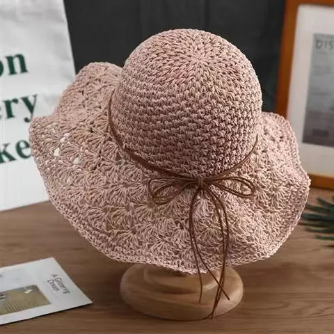 Fashionable Handmade Crochet Straw Hat Pink - Shop at LoveMi
