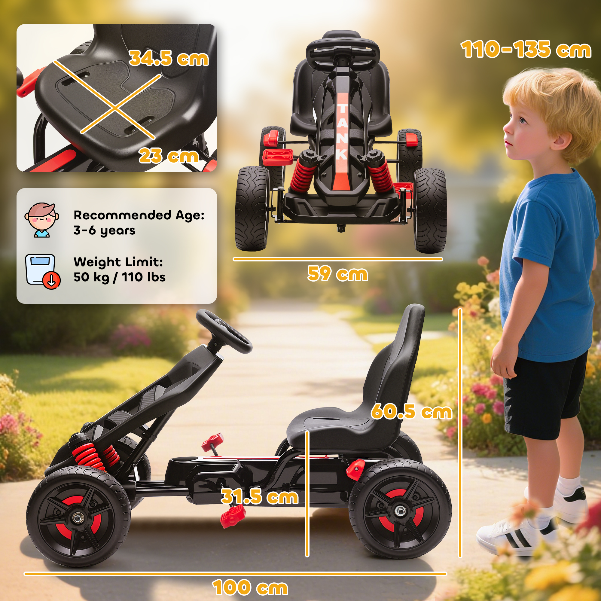 A Pedal Kart Suitable For Children Aged 3-6 Years Old, Equipped With A Free — image 11