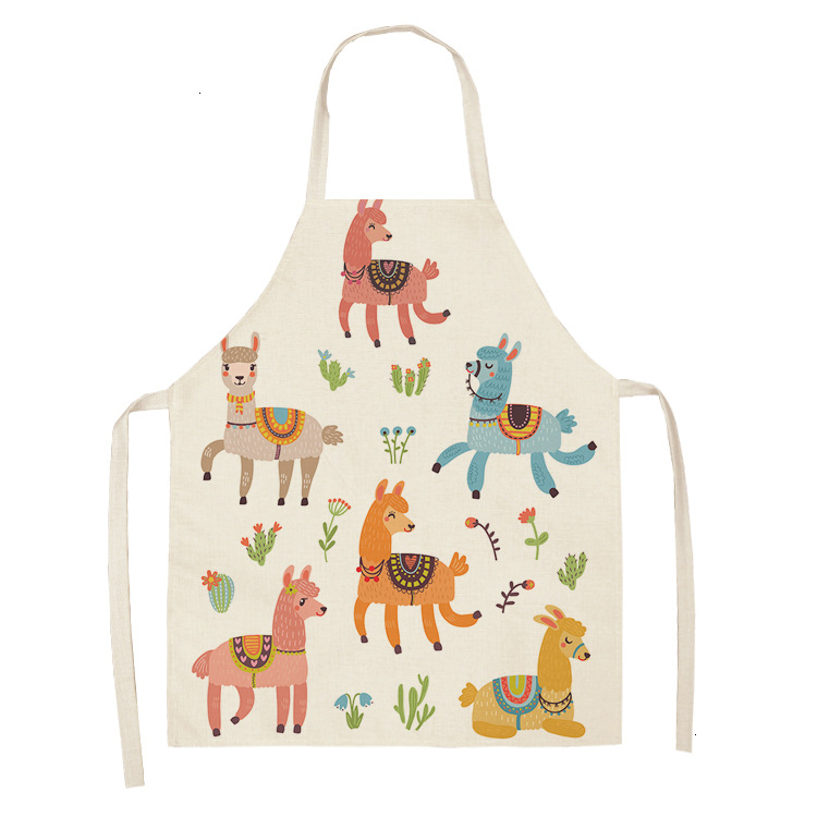 Title 8, Alpaca Cartoon Cotton Linen Apron Sleeveless An...