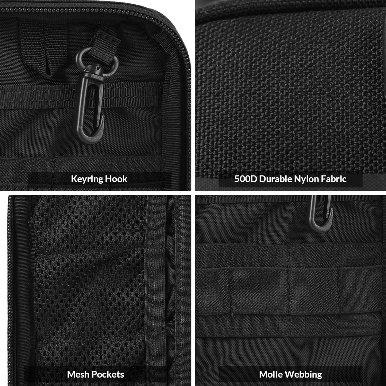 Molle EDC Tool Pouch for Men, Nylon Organizer. EDC Pocket Organizer Small tool pouch bag is made of 500D nylon, and the the front and rear molle systems are made of tear-resistant and waterproof materia Hypalon panel. The YKK zipper allows the pocket pouc