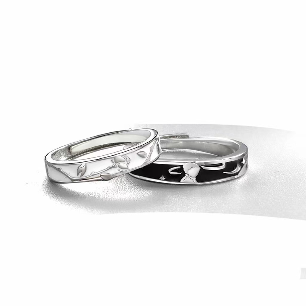 Title 3, Prince And Rose Couple Ring Sterling Silver Pai...