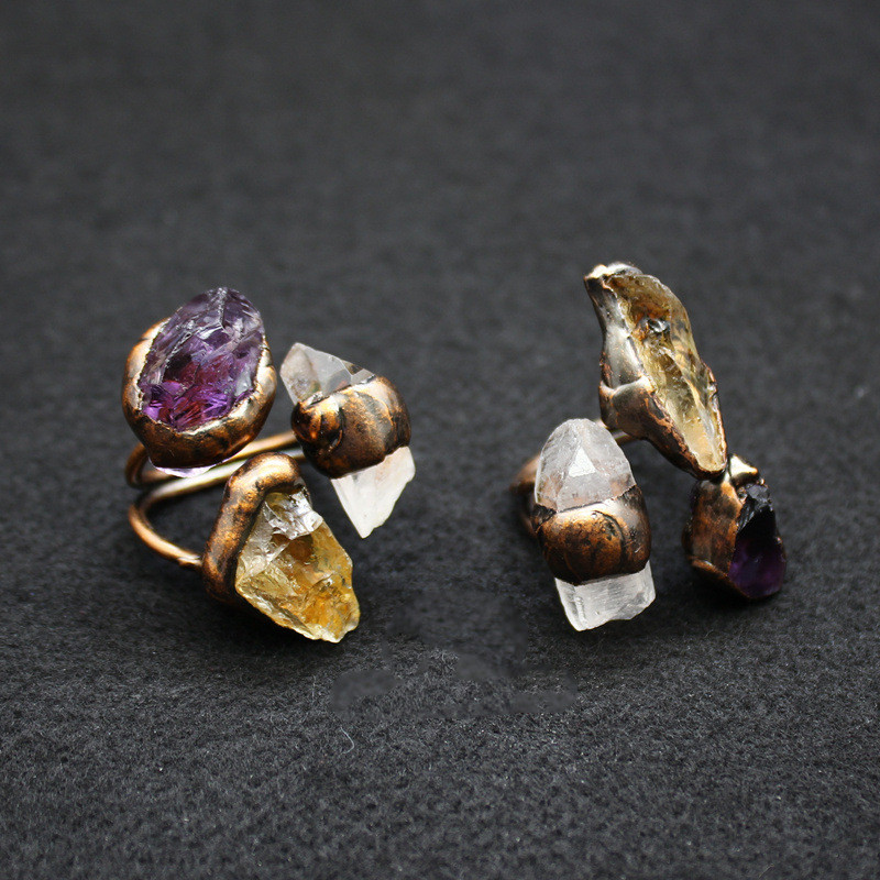 European And American Personality Exaggerated Retro Citrine Ring