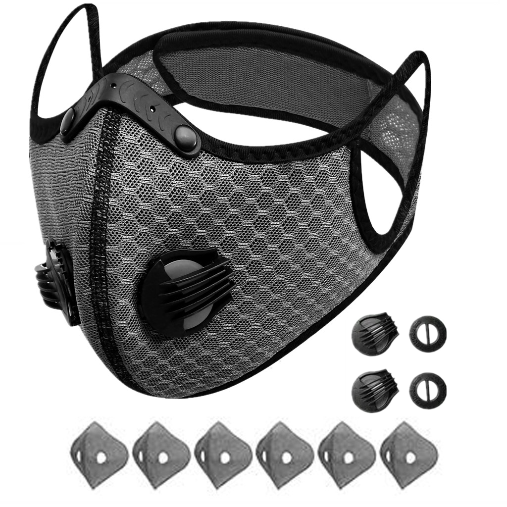 Sport Mask Cycling Face Mask Activated Carbon Filter Breathing Valves With Filter