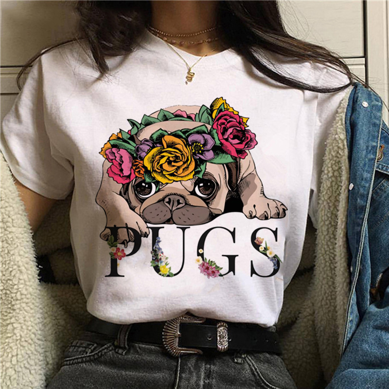 Title 9, Pet Dog Cartoon Print Round Neck Short Sleeve