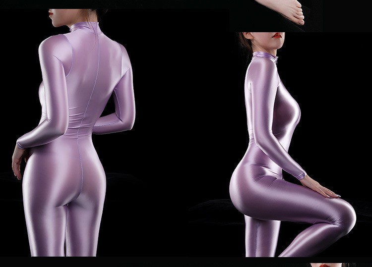 Title 4, Shiny Luxury Shiny Thin Silky Tight Jumpsuit