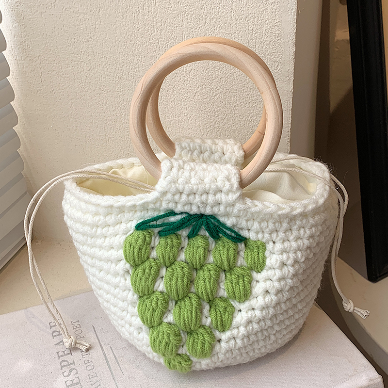 Premium Texture Female Versatile Tide Knitted Woven Bag White - Shop at LoveMi