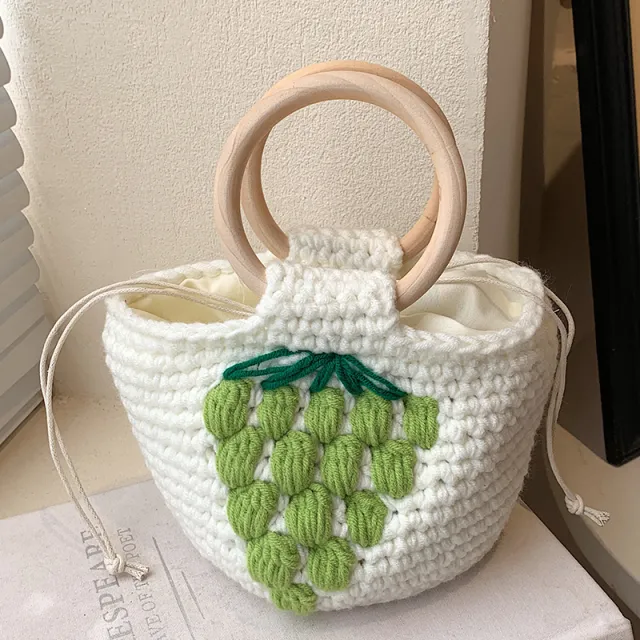 Premium Texture Female Versatile Tide Knitted Woven Bag White - Shop at LoveMi