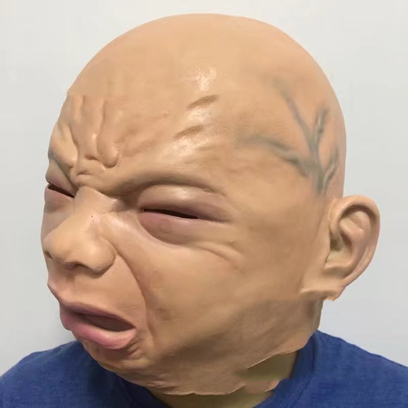 Smiling Crying Baby Mask Halloween Party Latex Face