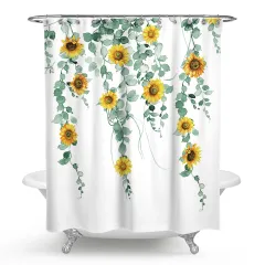 Sunflower Polyester Print Shower Curtain Set - 180X180Cm Shower Curtain - View 1