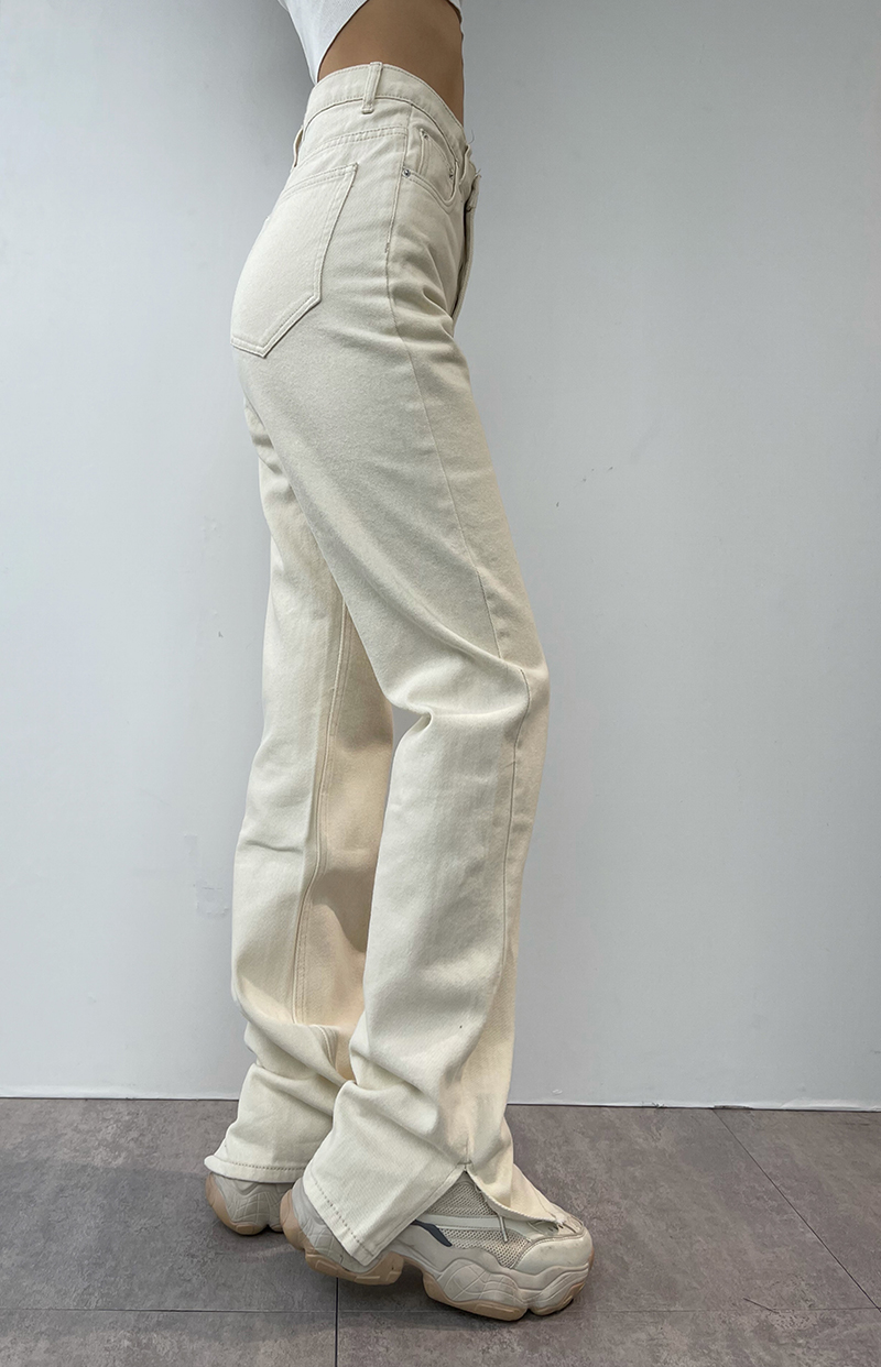 Title 5, Retro High-waisted Thin Leg Split Mopping Jeans...