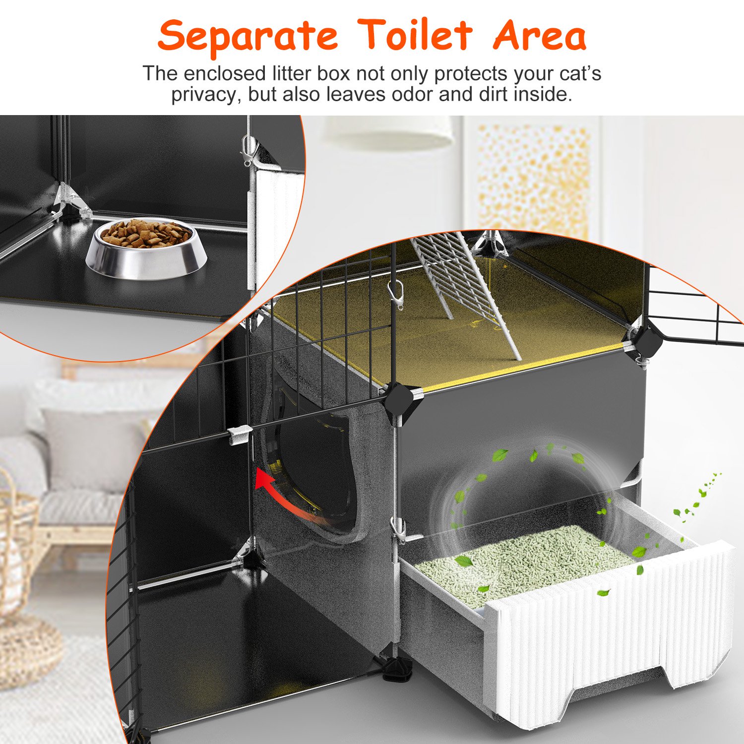 3 Tier Cat Cage Indoor With Litter Box Hammock Detachable Metal Wire Cat Kennel Cat House Cat Enclosure With Ladder For 1-2 Kittens