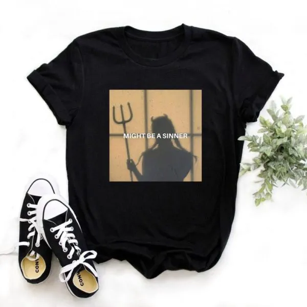 Heartbeat Lady Feather Crew Neck Printed T Shirt Short Sleeve 10.Style - Shop at LoveMi