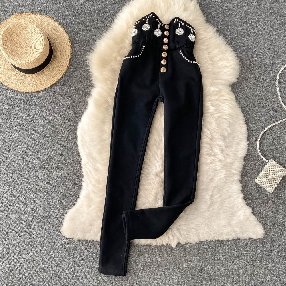 Women's Versatile Beaded Slim Pants